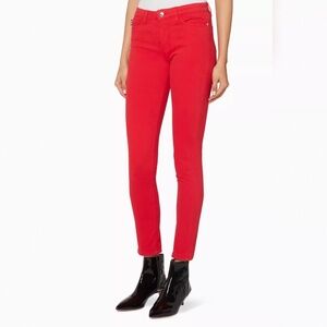 LOVE MOSCHINO HEART POCKET CROPPED SKINNY JEANS RED SIZE 26 "NWT"